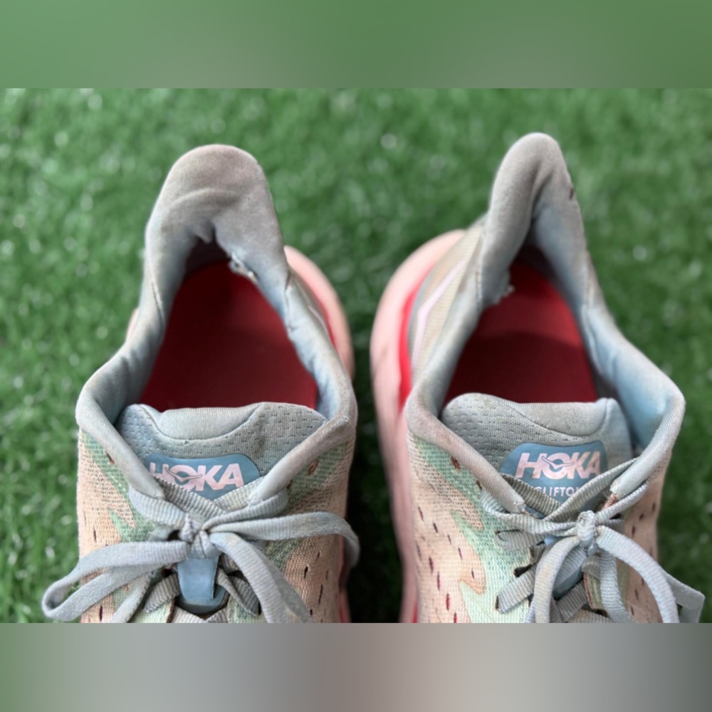 Hoka Women's Clifton 8 Wide Olive and Red Athletic Shoes Size 8D - Picture 8 of 10
